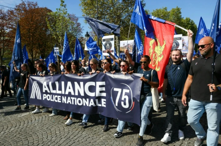 Des policiers manifestent Ă l'appel du syndicat Alliance, le 15 septembre 2026