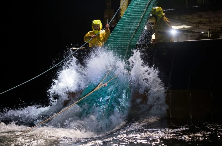 Pêche au filet pélagique en boeuf, dans le Golfe de Gascogne, le 8 janvier 2020 