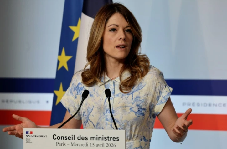 La ministre déléguée à l'Energie et porte-parole du gouvernement, Maud Bregeon, lors d'une conférence de presse à l'issue du Conseil des ministres, le 15 avril 2026 à Paris