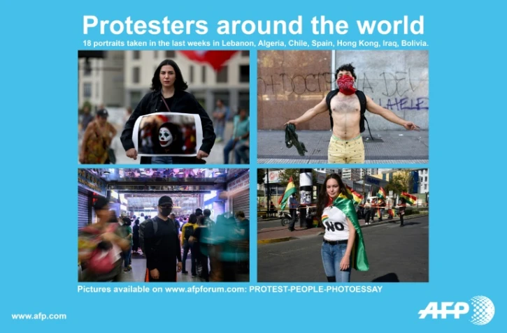 Photos de contestataires dans le monde entier prises en octobre 2019.
On peut trouver d'autres photos sur www.afpforum.com