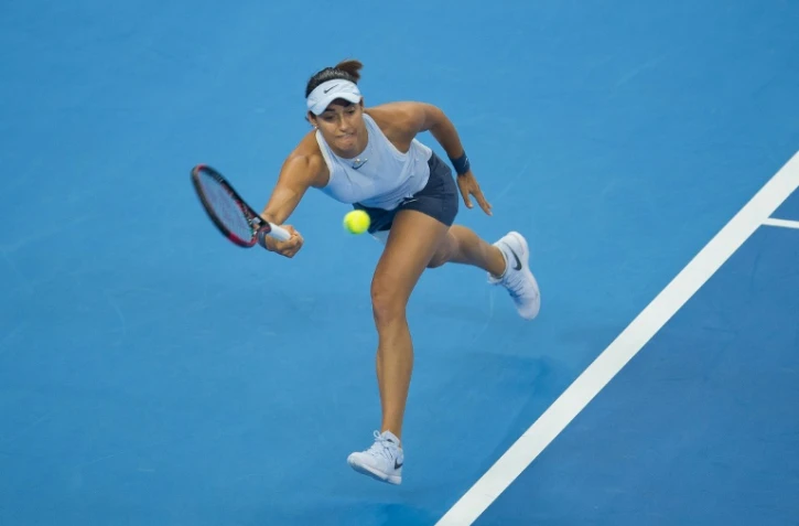 La Française Caroline Garcia en finale du tournoi de Pékin face à la Roumaine Simona Halep, le 8 octobre 2017 