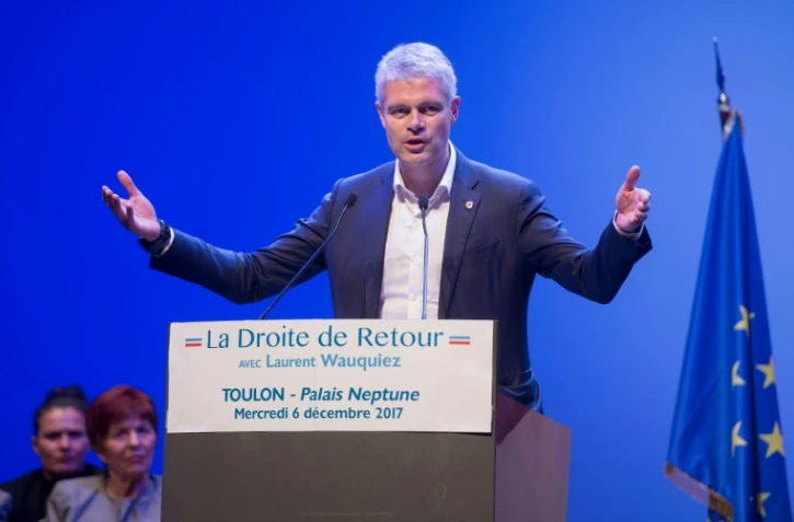 Laurent Wauquiez, candidat à la présidence du parti Les Républicains, lors d'une meeting de campagne à Toulon, dans le Var, le 6 décembre 2017