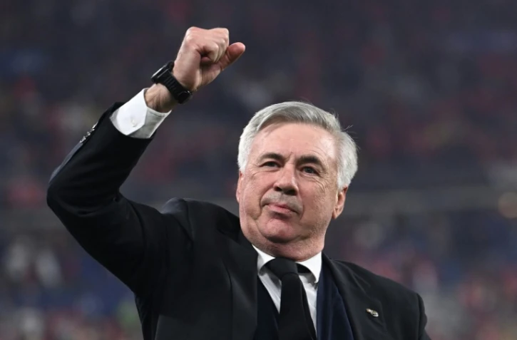 L'entraîneur italien du Real Madrid à la fin de la finale de la Ligue des champions remportée par le club madrilène contre Liverpool, le 28 mai 2022
