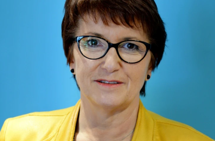 Christiane Lambert, première femme présidente de la FNSEA, principal syndicat agricole français, ici lors d'une conférence de presse au siège du syndicat, à Paris le 13 avril 2017