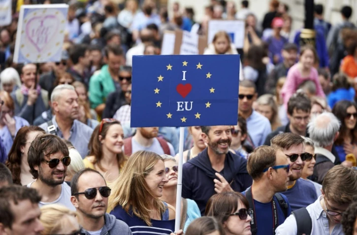 Certains manifestants réclamaient un "deuxième référendum" afin de "rester en Europe"