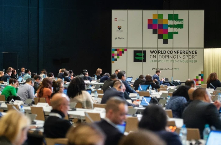 Les participants à la conférence mondiale antidopage, le 6 novembre 2019 à Katowice