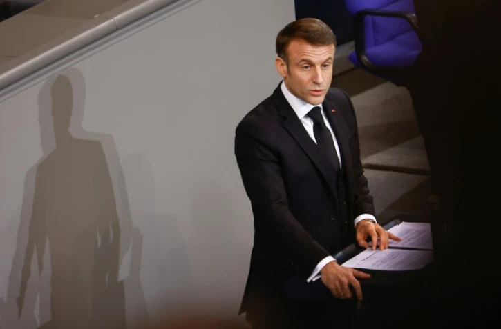 Le président français Emmanuel Macron au Bundestag à Berlin, le 22 janvier 2024