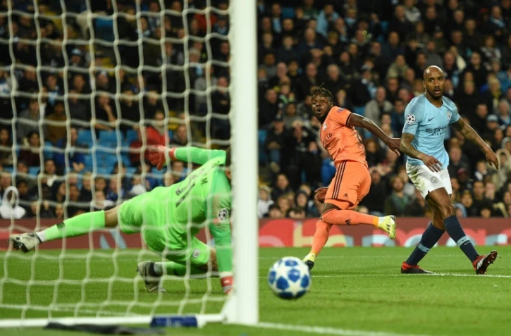 Maxwel Cornet (c) ouvre le score pour Lyon lors de la victoire 2-1 sur le terrain de Manchester City en 1re journée de C1 le 19 septembre 2018
