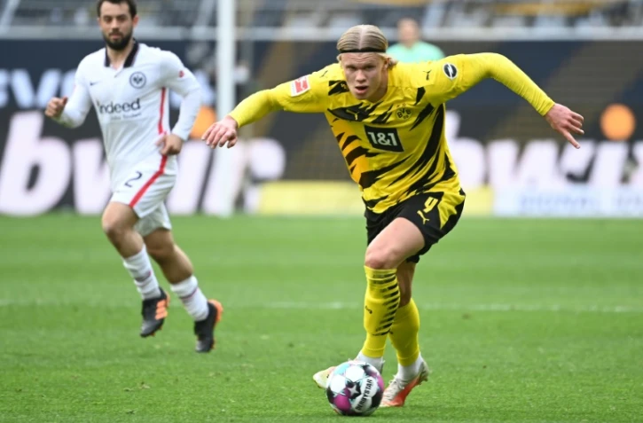 Le Norvégien Erling Haaland (Borussia Dortmund) lors d'un match de Bundesliga contre Francfort Frankfurt, à Dortmund (Allemagne), le 3 avril 2021