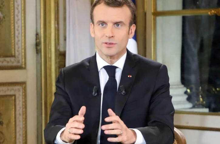 Emmanuel Macron lors d'une allocution télévisée, le 10 décembre 2018 depuis le palais de l'Elysée
