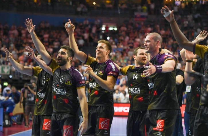 Les Nantais fêtent leur qualification en finale de la Ligue des champions après avoir battu le PSG, le 26 mai 2018 à Cologne