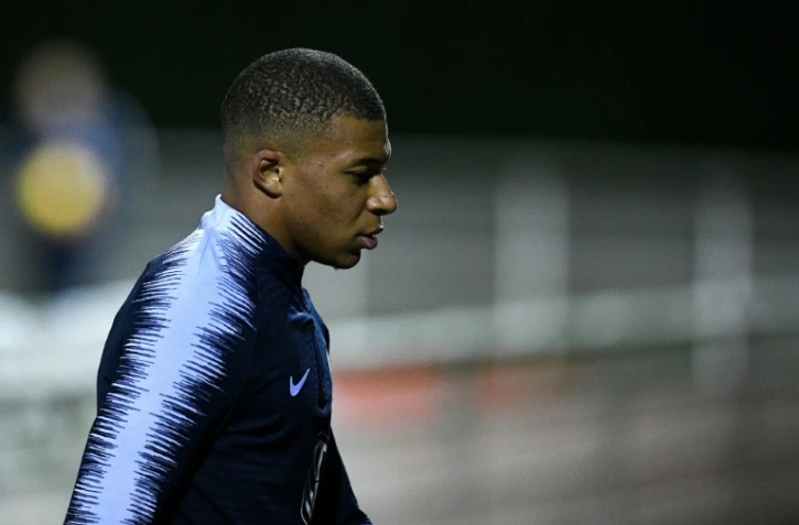 Le Français Kylian Mbappé lors d'un entraînement à Clairefontaine, le 13 novembre 2018