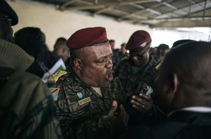 Le colonel Mike Mikombe, condamné à mort le 2 octobre 2023, pendant son procès à Goma le 6 septembre 2023
