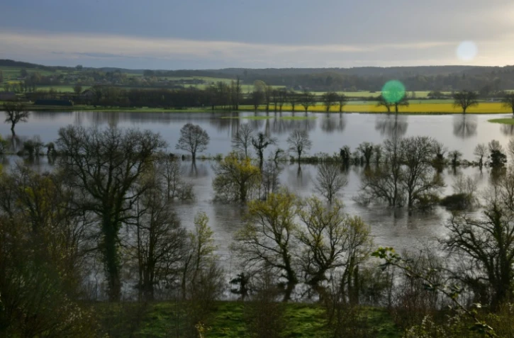 Crue de la Creuse, à La Roche-Posay (Vienne), après de fortes pluies, le 31 mars 2024