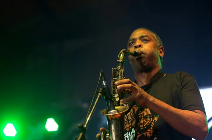 Femi Kuti se produit au festival de musique Felabration, dédié à son père Fela Anikulapo Kuti, à Lagos le 12 octobre 2017