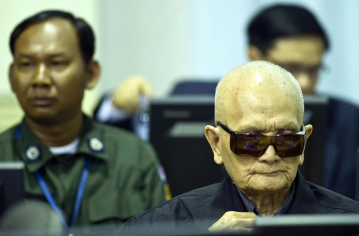 Nuon Chea, haut dirigeant du régime de Pol Pot, lors de son procès à Phom Penh, le 2 juillet 2015