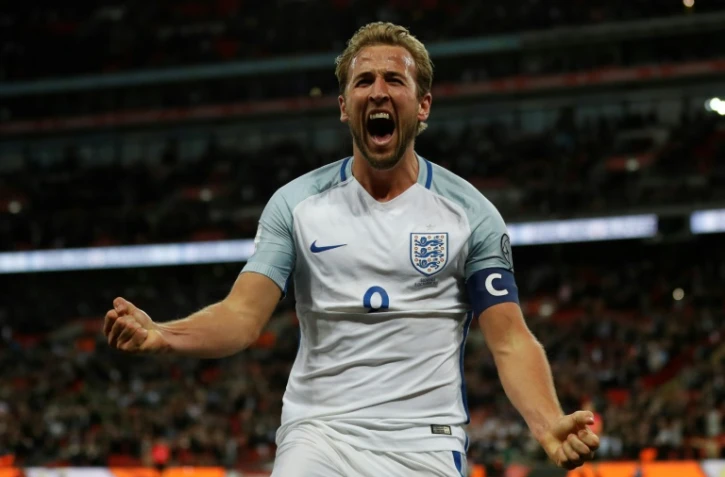 L'attaquant Harry Kane exulte après avoir inscrit l'unique but du match face à la Slovénie en qualif pour le Mondial-2018, à Wembley le 5 octobre 2017