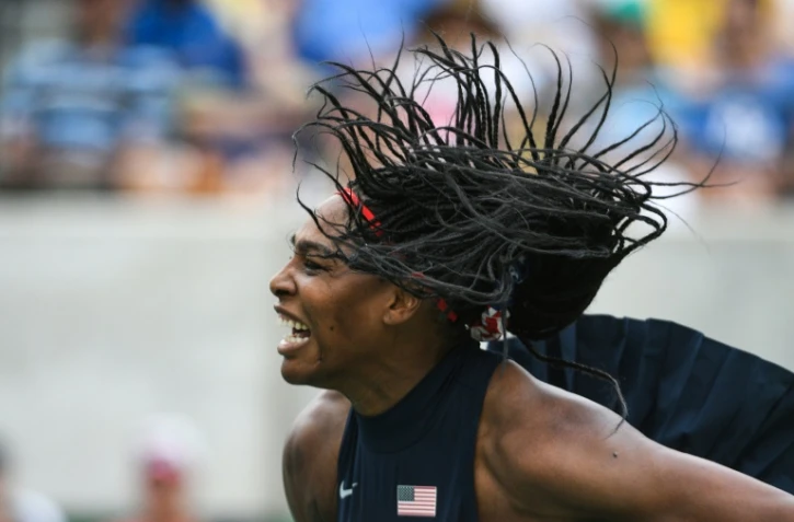 L'Américaine Serena Williams face à l'Australienne Daria Gavrilova au 1er tour du tournoi olympique à Rio, le 7 août 2016