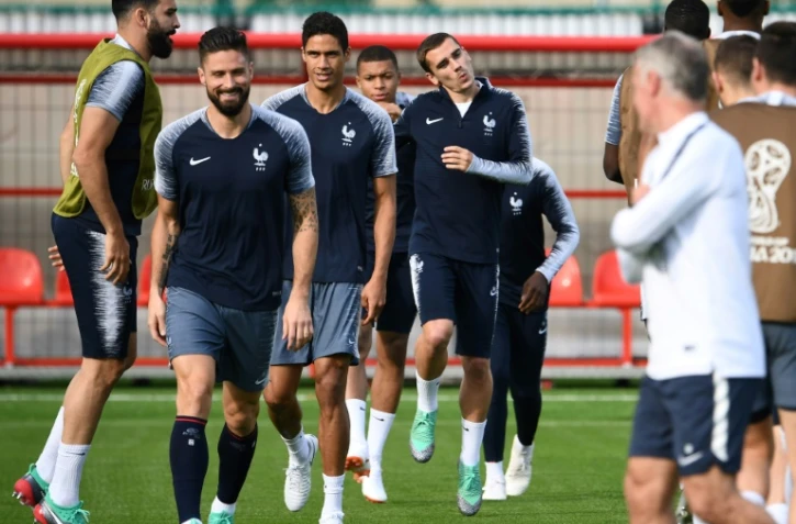 Les Bleus à l'entraînement à Moscou lors du Mondial le 14 juillet 2018