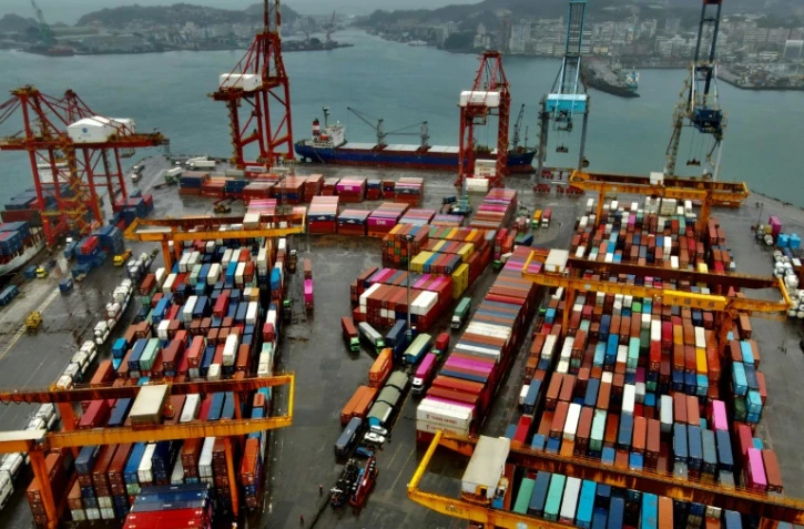 Vue aérienne du port de conteneurs de Keelung, le 8 décembre 2020 à Taïwan