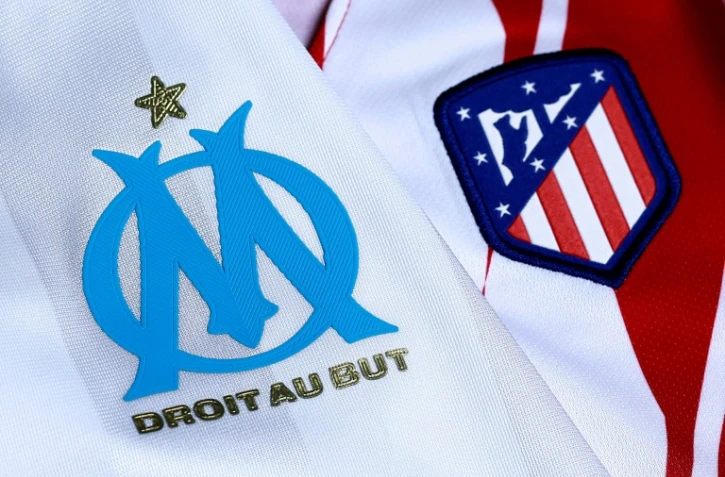 Les maillots de l'Olympique de Marseille et de l'Atlético Madrid, le 15 mai 2018