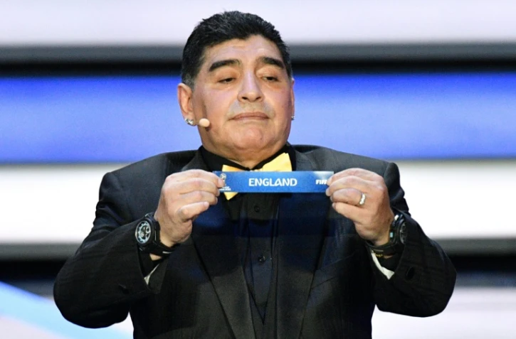 Diego Maradona au tirage au sort de la Coupe du monde 2018, le 1er décembre 2017 à Moscou