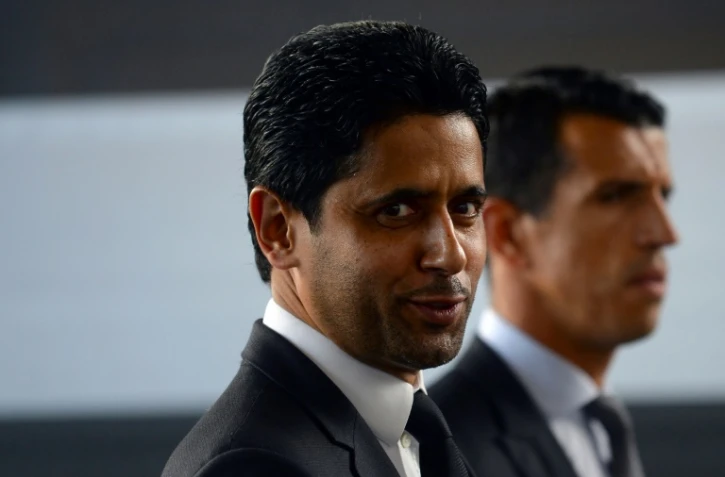 Le président qatari du PSG Nasser Al-Khelaifi le 18 août 2019 au Roazhon Park, le stade de Rennes. 