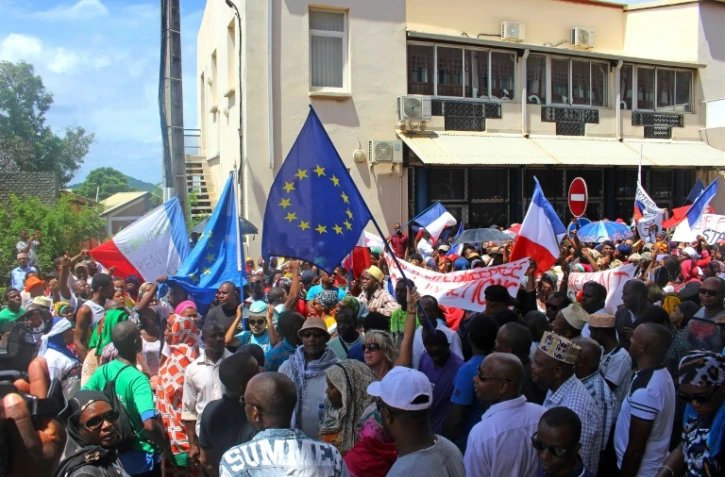 Manifestation dans les rues de Mamoudzou, chef-lieu de Mayotte, le 13 mars 2018