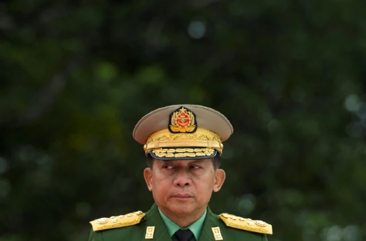 Le chef de l'armée birmanie Min Aung Hlaing à Rangoun le 19 juillet 2018