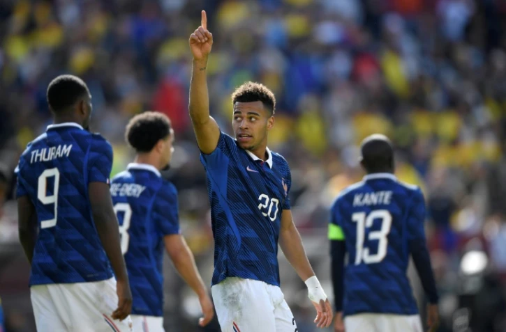 Désiré Doué, double buteur, lors du match amical de la France contre la Colombie à Landover (Maryland) le 29 mars 2026