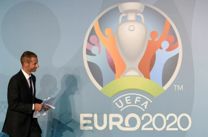 Le nouveau président de l'UEFA, Alexander Ceferin, après un discours lors de l'inauguration du logo "UEFA Euro 2020 Rome", le 21 septembre 2016 au siège du Comité Olympique italien à Rome