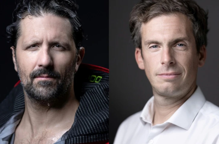 Yoann Richomme (g) et Charlie Dalin (d) avant le départ du 10e Vendée Globe