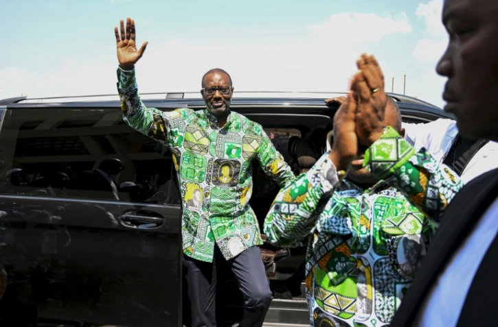 Tidjane Thiam, élu le 22 décembre nouveau chef de l'opposition ivoirienne, pendant sa campagne le 9 décembre 2023 à Yamoussoukro