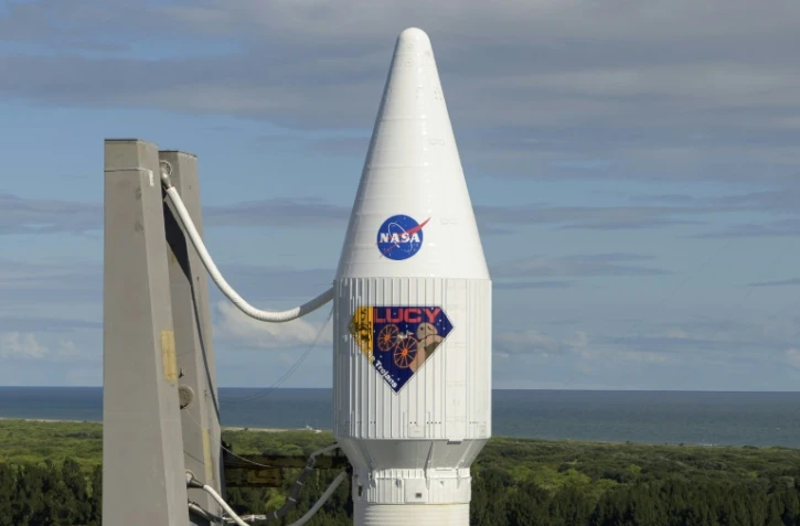 Une fusée Atlas V avant son décollage pour la mission de la Nasa nommée Lucy, à Cap Canaveral en Floride le 14 octobre 2021 