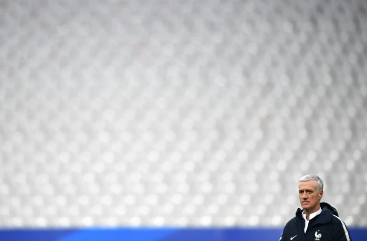 L'entraîneur de l'équipe de France, Didier Deschamps, lors d'un entraînement au Stade de France, le 22 mars 2018