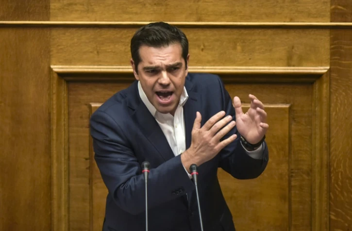Le Premier ministre grec Alexis Tsipras s'exprime devant les députés, à Athènes le 18 mai 2017