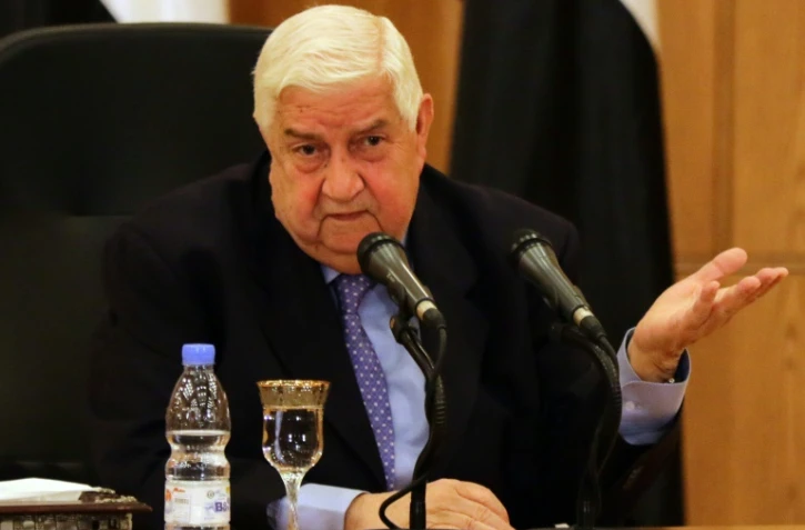 Le ministre syrien des Affaires étrangères  Walid Mouallem lors d'une conférence de presse le 12 mars 2016 à Damas