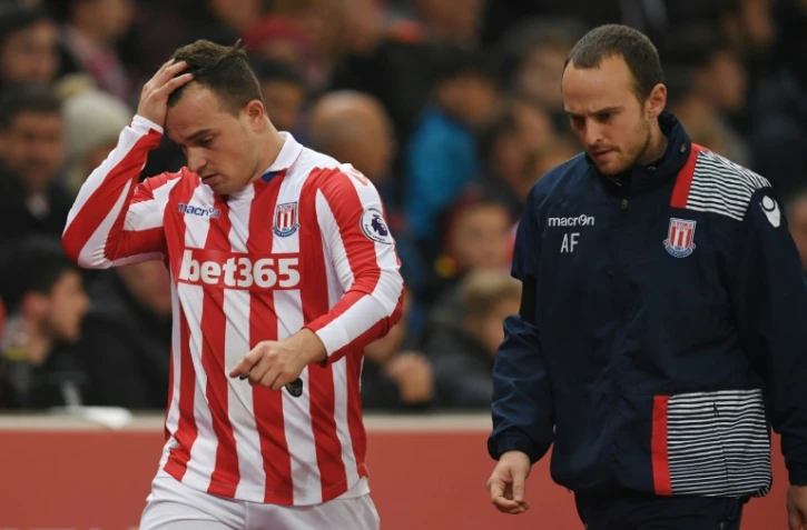 L'attaquant suisse de Stoke City Xherdan Shaqiri lors de la réception de Swansea le 31 octobre 2016
