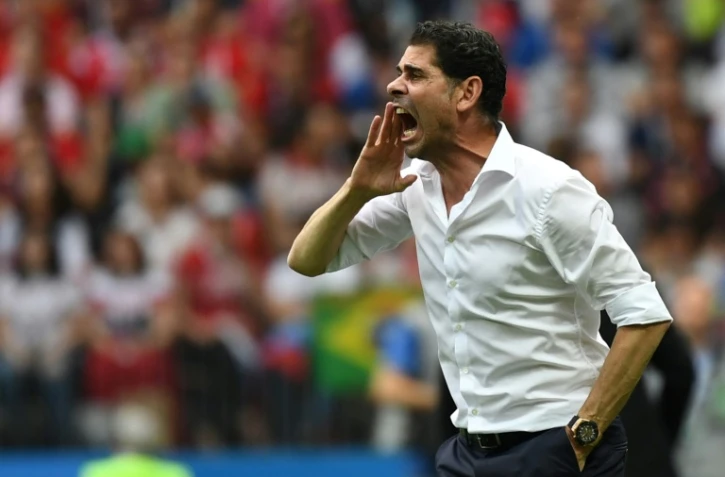 Le sélectionneur de l'Espagne Fernando Hierro lors de la défaite face à la Russie en 8e de finale du Mondial le 1er juillet 2018