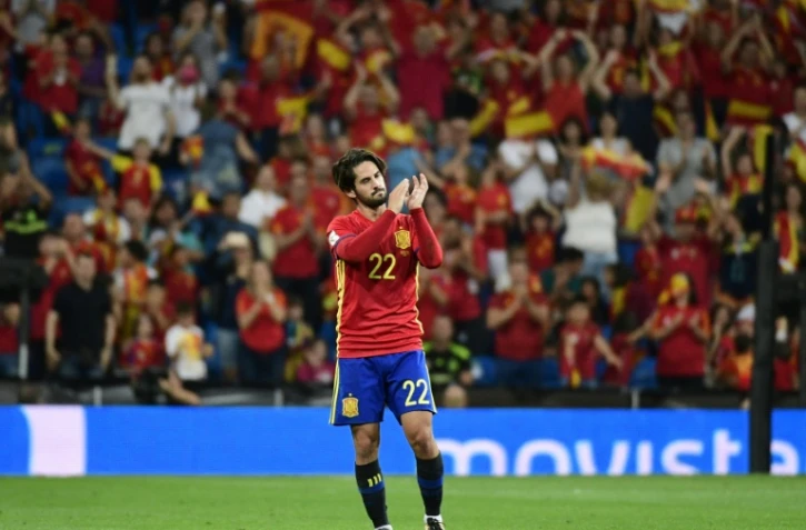 Le milieu de l'Espagne Isco, auteur d'un doublé contre l'Italie à Santiago Bernabeu, le 2 septembre 2017 