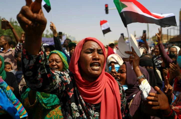 Manifestation à Khartoum pour un pouvoir civil, le 21 octobre 2021 au Soudan