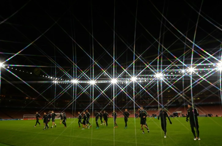 Les joueurs du PSG s'entraînent à l'Emirates Stadium, le 22 novembre 2016, à la veille d'y affronter Arsenal en Ligue des champions