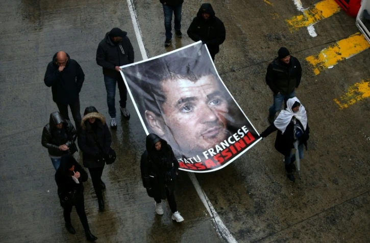 Le portrait du militant indépendantiste Yvan Colonna lors d'une manifestation de soutien à Bastia, le 13 mars 2022