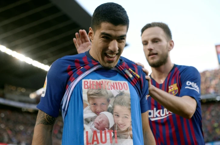 L'attaquant du FC Barcelone Luis Suarez, auteur d'un triplé face au Real Madrid, le 28 octobre 2018 au Camp Nou