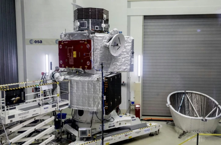 L'engin spatial européen BepiColombo, le 6 juillet 2017 à Spijkenisse aux Pays-Bas 