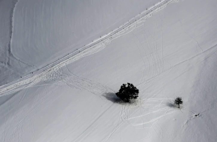 Un champ recouvert de neige près de Saint-Etienne, le 30 octobre 2018