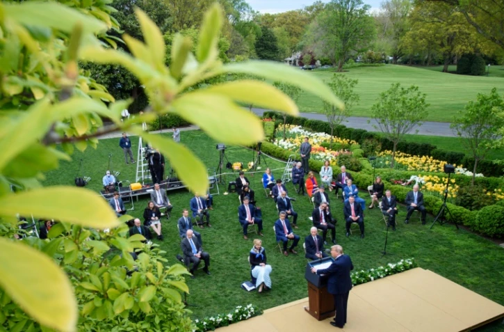 Point de presse du président américain Donald Trump à la Maison Blanche, le 14 avril 2020