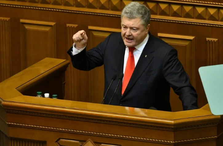 Le président ukrainien Petro Porochenko lors d'un discours au Parlement à Kiev, le 26 novembre 2018