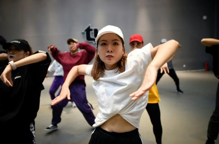 Cours de danse hip hop dans un studio à Pékin, le 17 octobre 2018