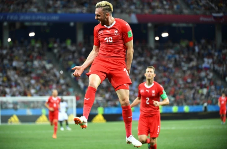 L'attaquant suisse Josip Drmic exulte après son but contre le Costa Rica lors du Mondial, le 27 juin 2018 à Nijni Novgorod